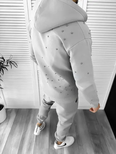 Trening barbati slim fit gri Pantaloni + Hanorac K023 Z14